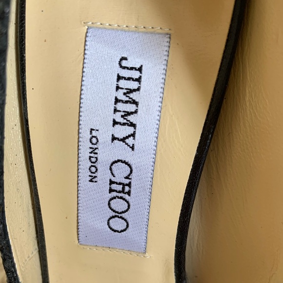 Jimmy Choo Authentic Women’s Black Sparkly “Luna” High Heel Open Toe Pumps - Picture 8 of 10